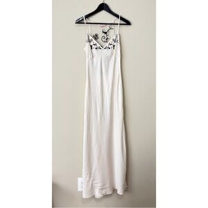 Victoria's Secret Cream Maxi Slip Dress with Black Floral Embroidery